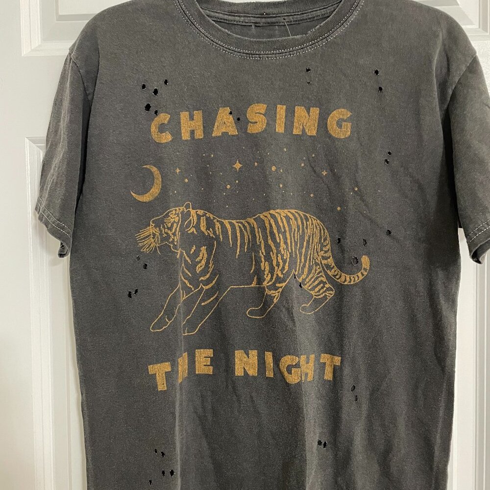 Goodie Two Sleeves “chasing the night” distressed XS Tee. NWOT